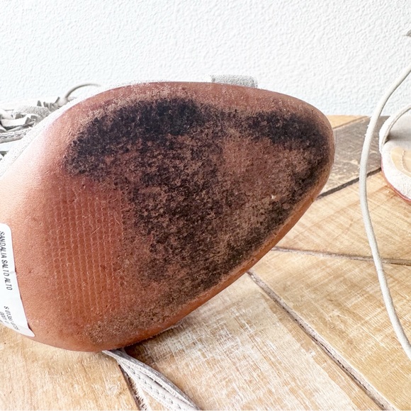 Shultz kagi Fringed Gray/Beige Lace Up Heels - Picture 13 of 16